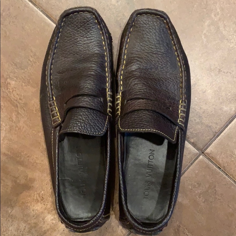 Dark Brown leather LV loafers